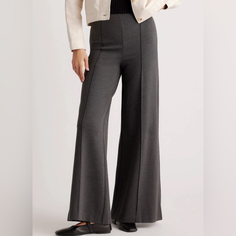 Ultra-Stretch Ponte Grey 🩶 Super Wide Leg Pants (size Large)